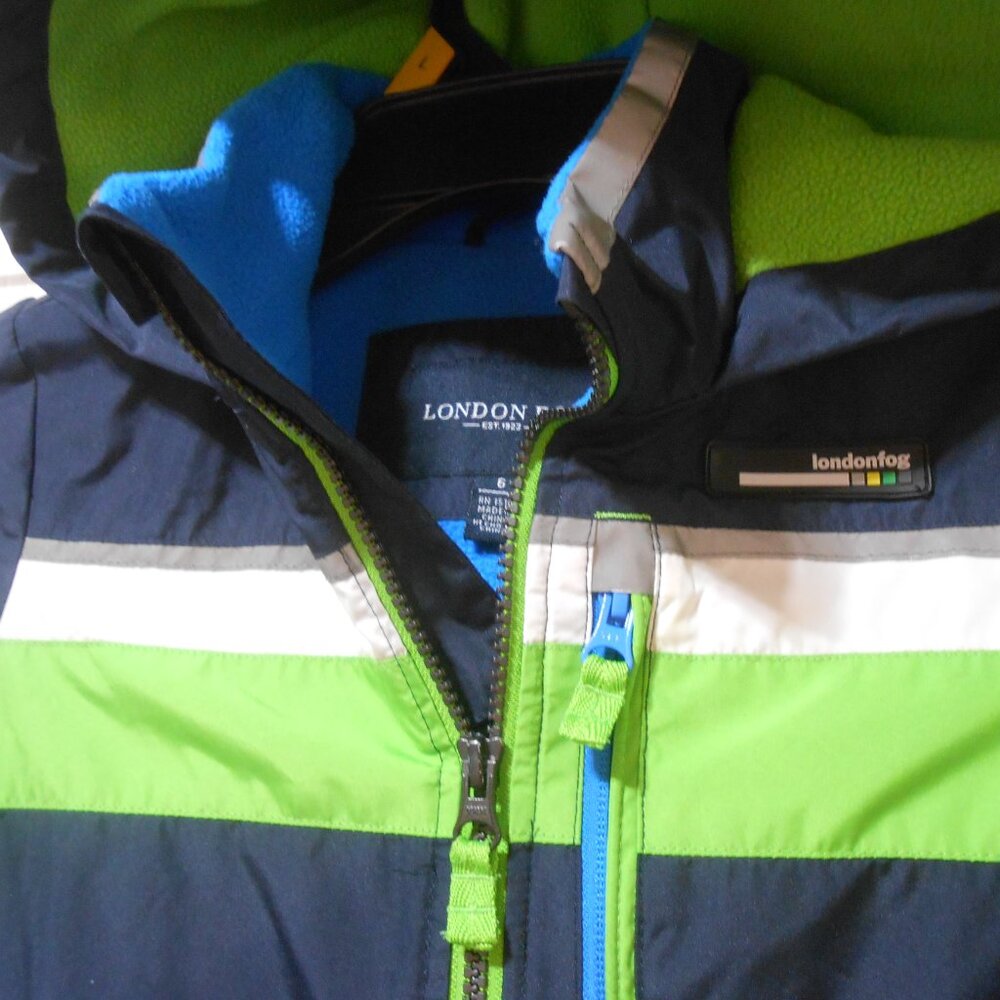 Excellent Boys size 6 London Fog hoodie rain Jacket w/ pockets fleece lining 👦 - Picture 7 of 14